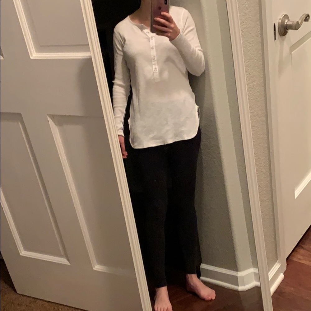 White cAbi top with buttons